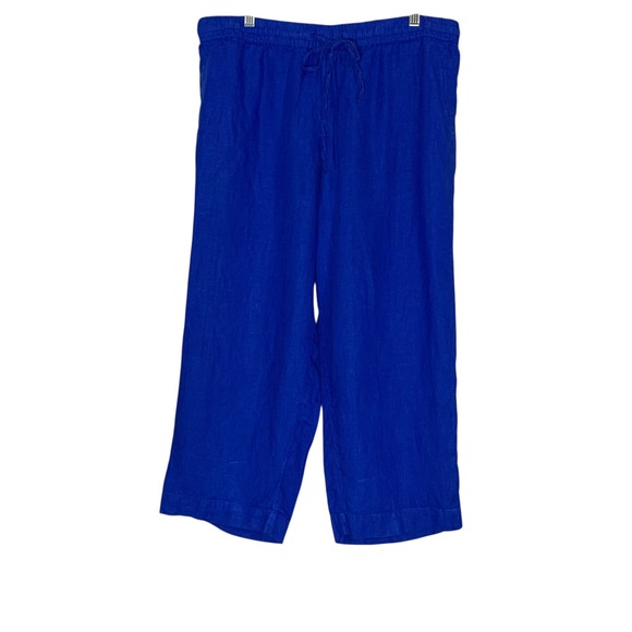 Charter Club Linen Luxury blue pullon capri linen pant with pockets.‎ Size L - Picture 1 of 12